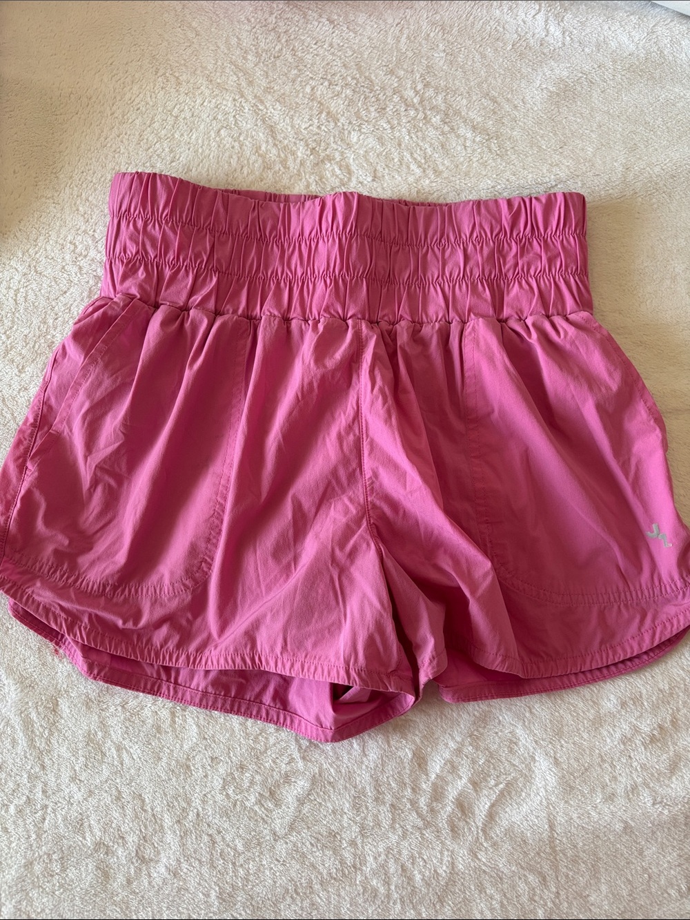 #0004 JoyLab High-Rise Smocked Athletic Shorts in Pink